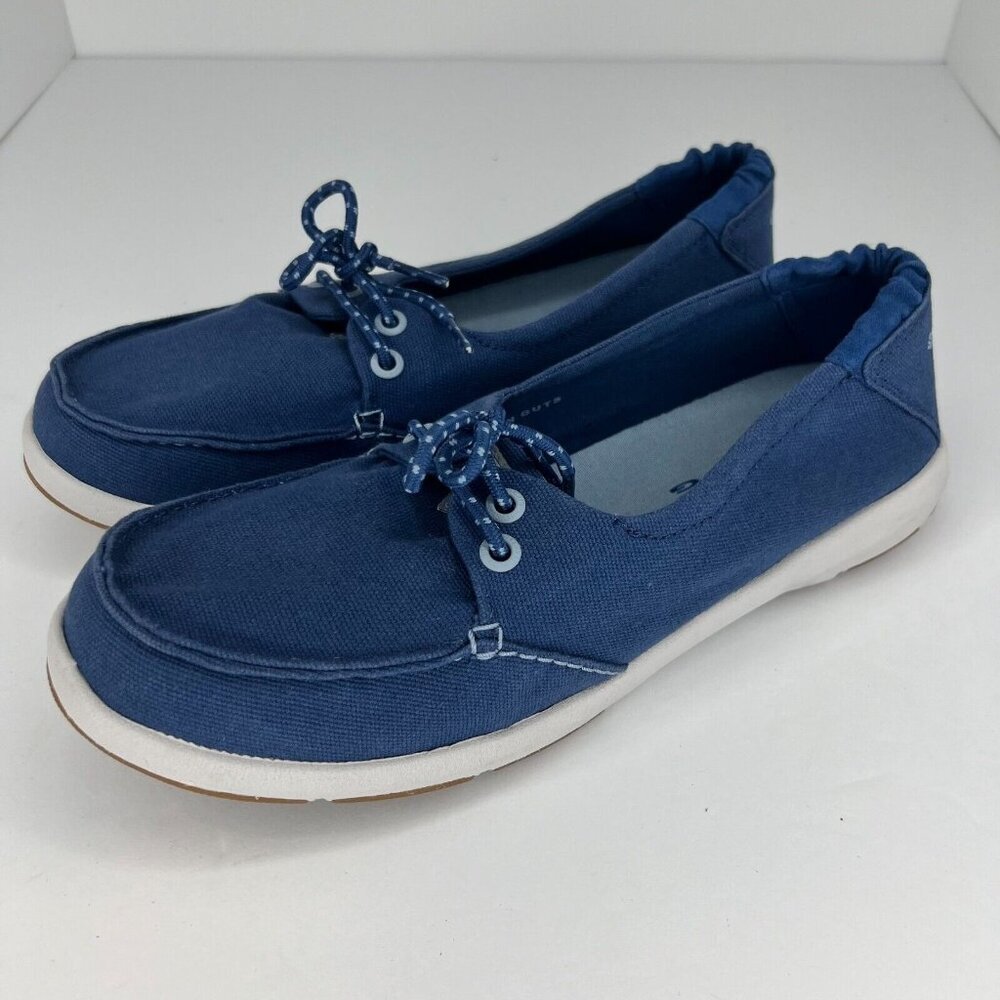 Columbia Womens BL4611-469 Blue Delray PFG Canvas Slip-On Size 8 Boat Shoes